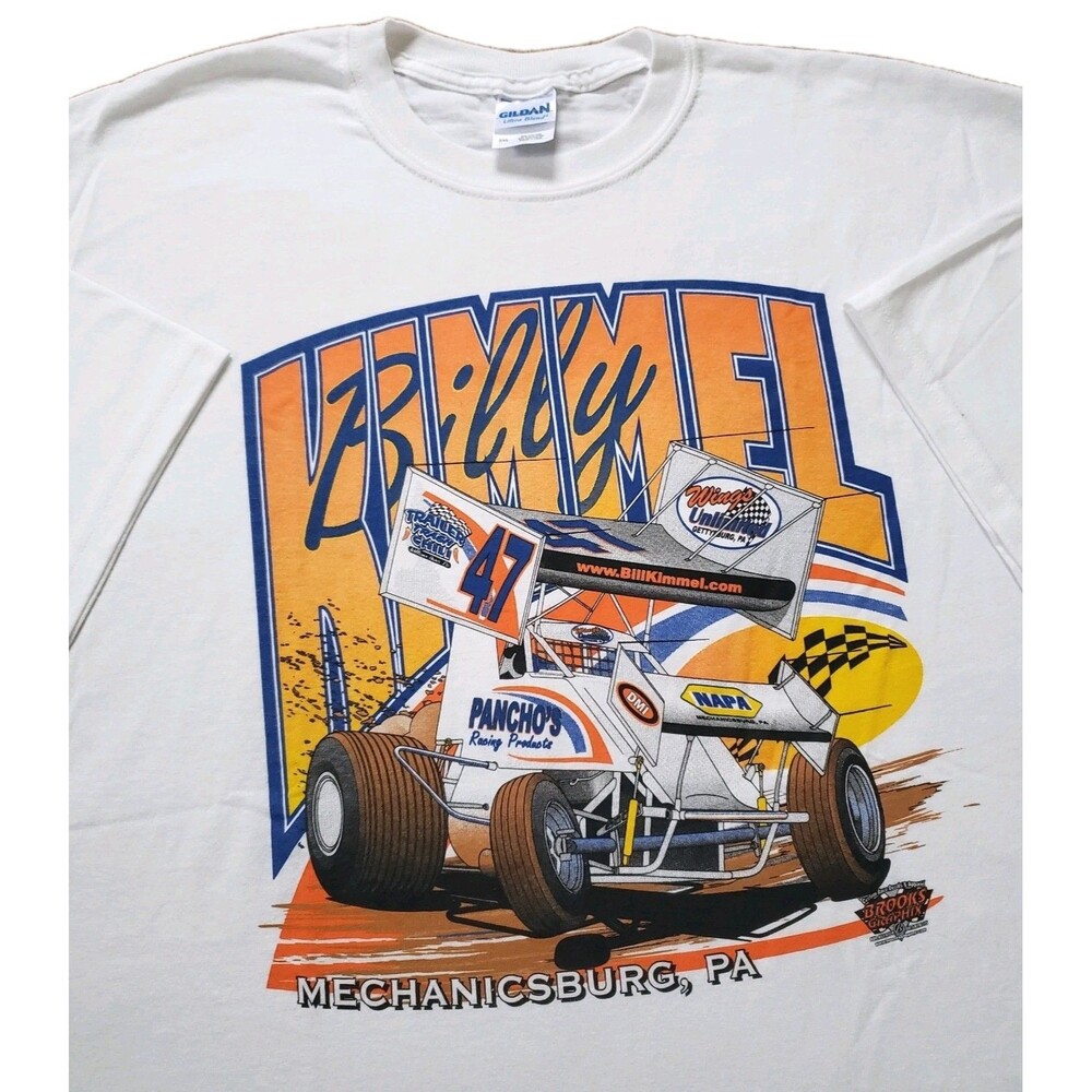 Vintage Y2K Billy Kimmel Sprint Car Sz 2XL Mens White Double Side T-Shirt Racing